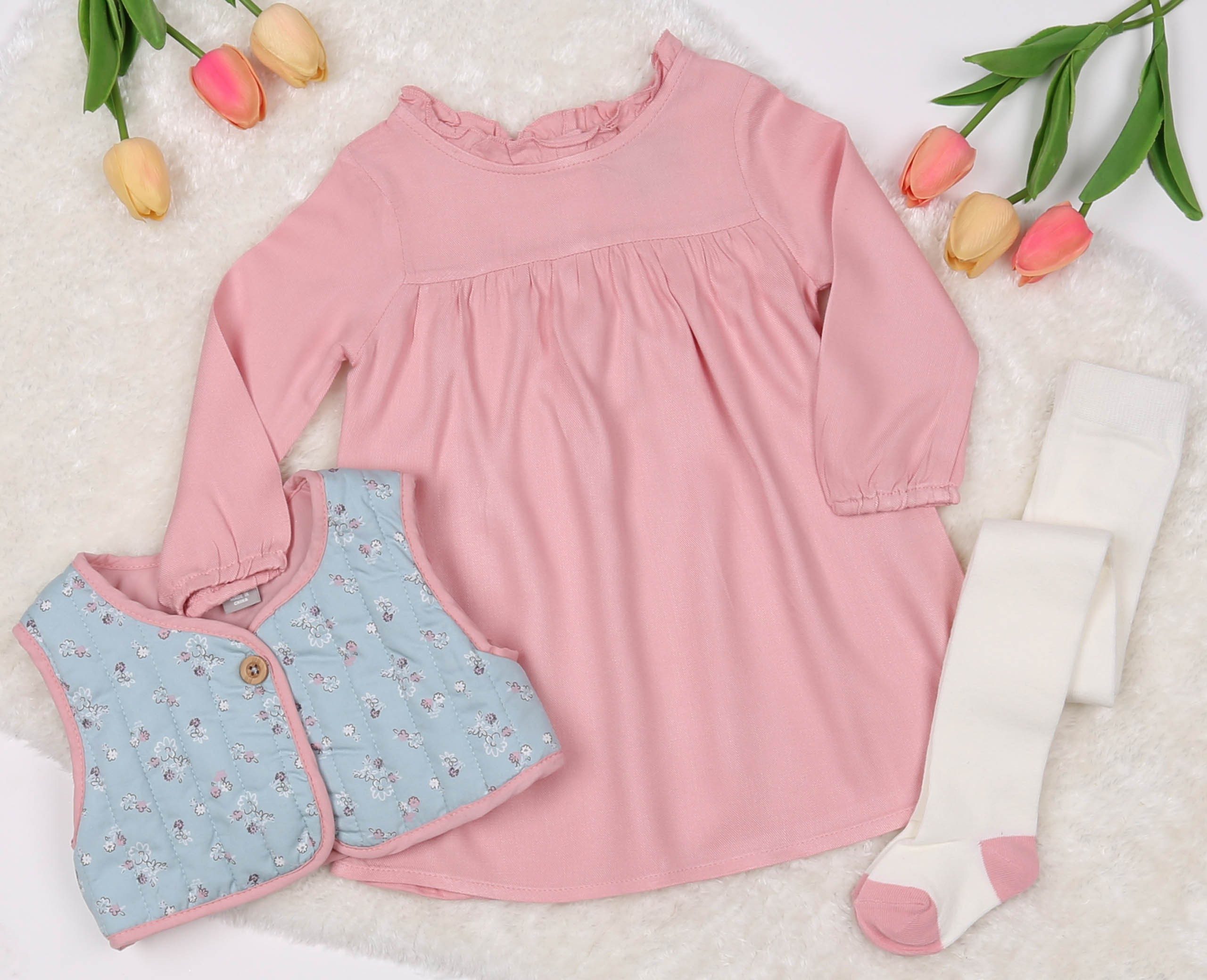 Sarcia.eu Frühchenpaket Mädchen Baby-Set bestehend aus Kleid, Weste, Strumpfhose 6-9 Monate