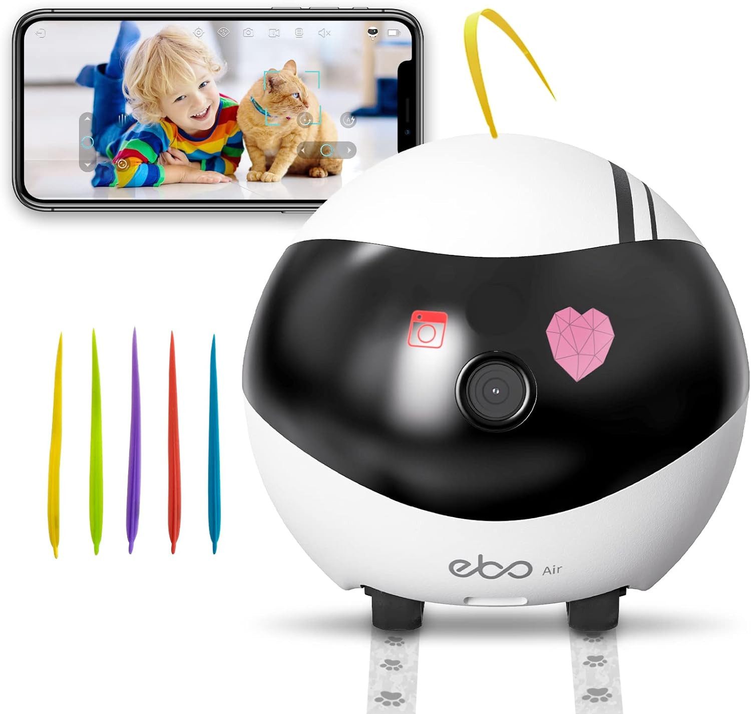 Enabot Smart Home Kamera EBO Air: Haustier‑Kameraroboter mobil mit KI‑Integration & HD‑Stream (Innenbereich)