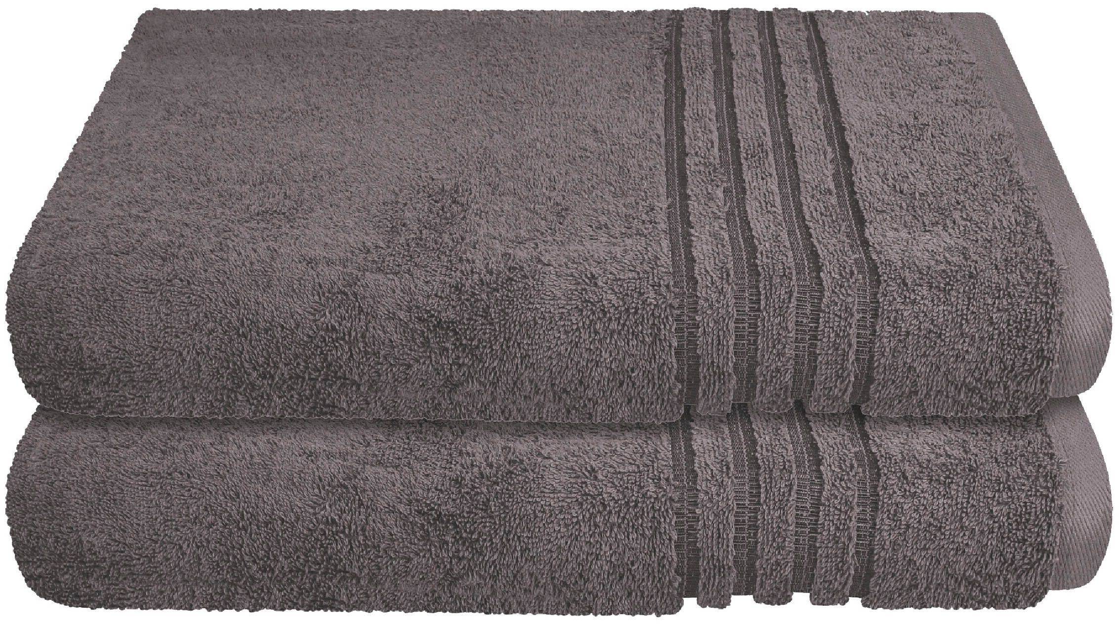 Schiesser Duschtücher Milano aus 100% Baumwolle mit eleganter Bordüre in Hoch-Tief-Optik, Frottier (Set, 2-St), Made in Green