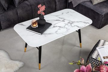 riess-ambiente Couchtisch PARIS 110cm weiß / schwarz-gold (Einzelartikel, 1-St), Wohnzimmer · Kristallglas · Marmor-Dekor · Stube