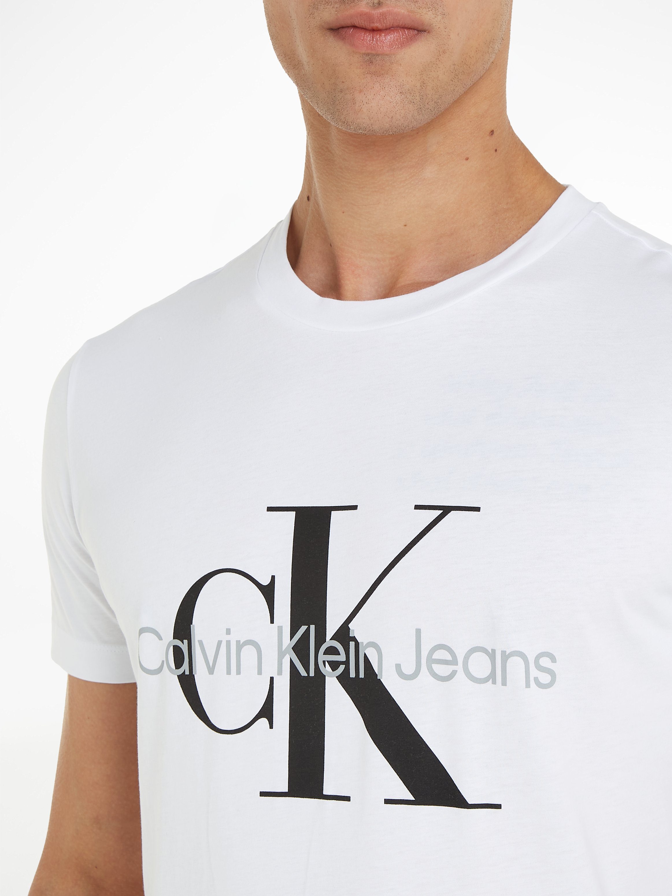 Calvin Klein Jeans T-Shirt ICONIC MONOGRAM SLIM TEE mit großem CK-Print