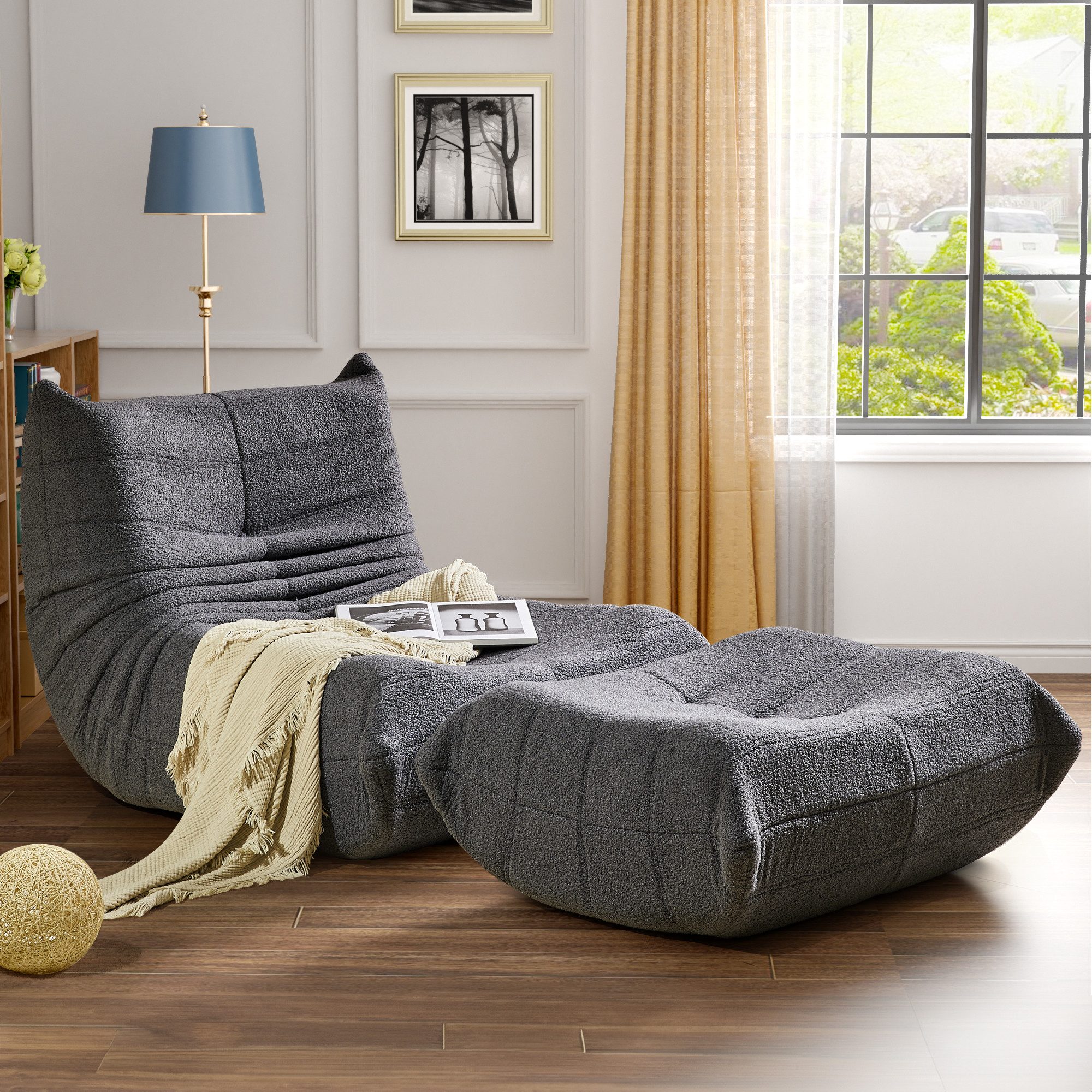 STILVORA Sitzsack Relaxsessel Indoor-Lazy Sofa mit Fußstütze & Hochelastisc günstig online kaufen