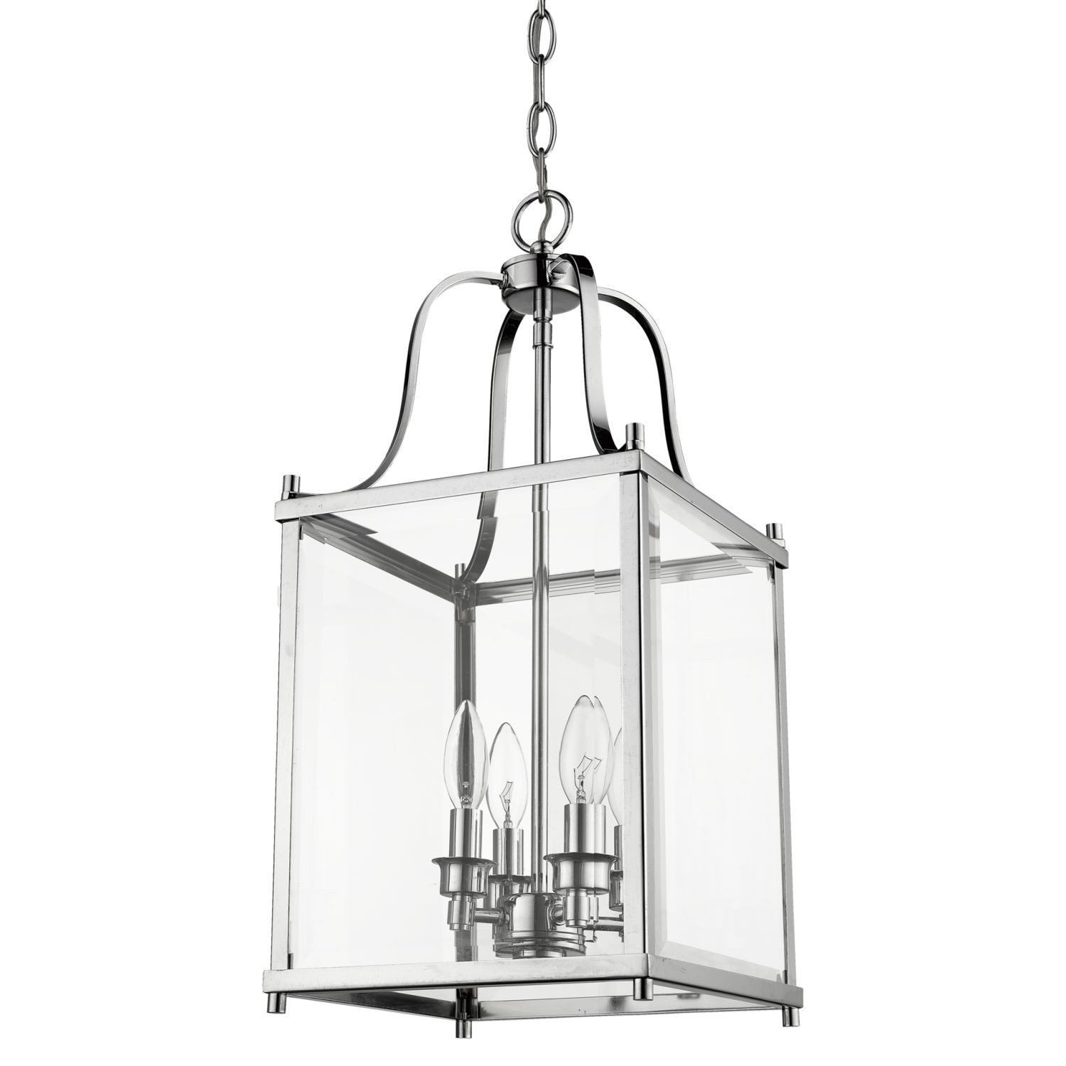 Licht-Erlebnisse Pendelleuchte KELDRA, ohne Leuchtmittel, Glas Metall 28 cm breit H: max. 173 cm verstellbar in Chrom 4x E14