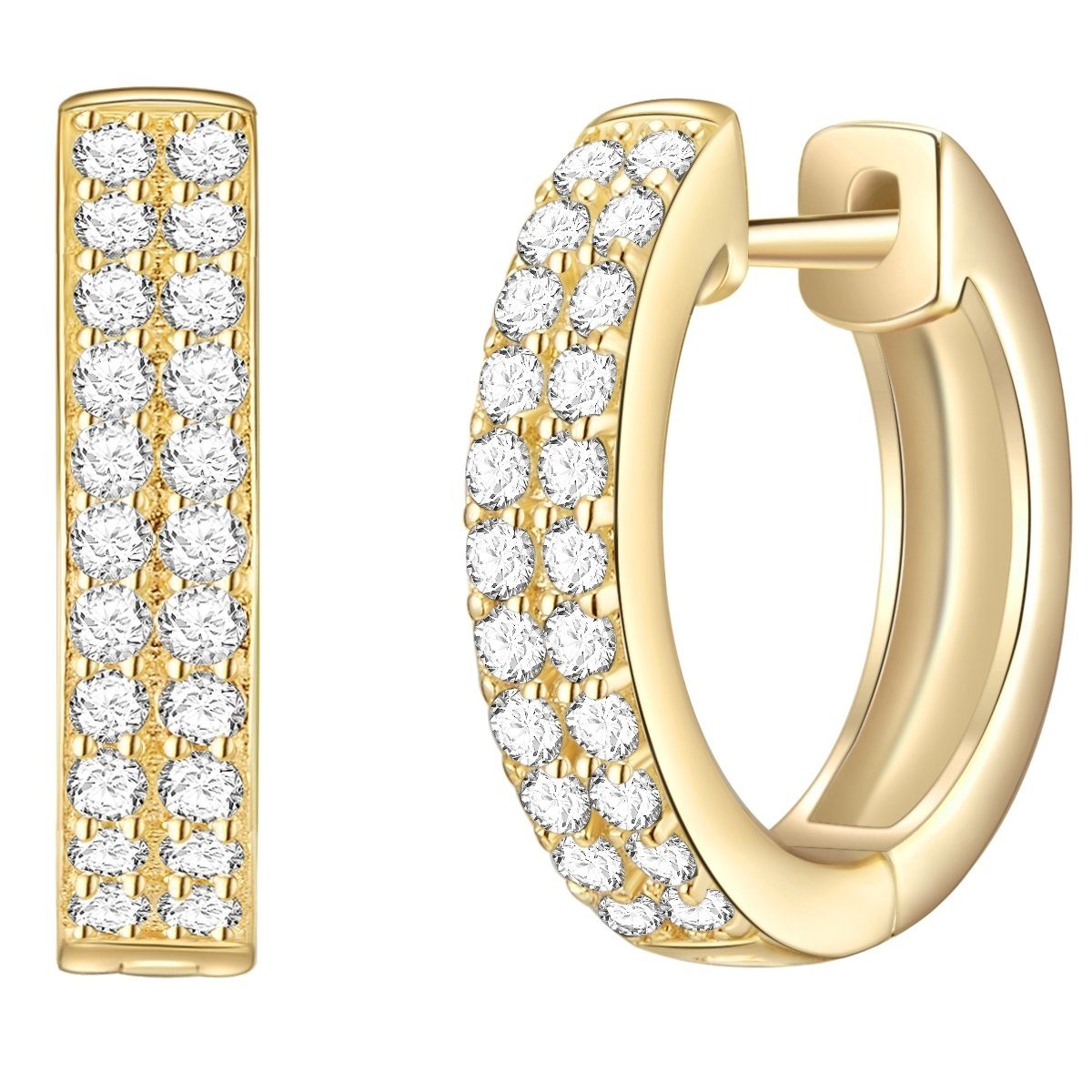 Rafaela Donata Paar Creolen gelbgold, mit funkelnden Zirkonia-Steinen