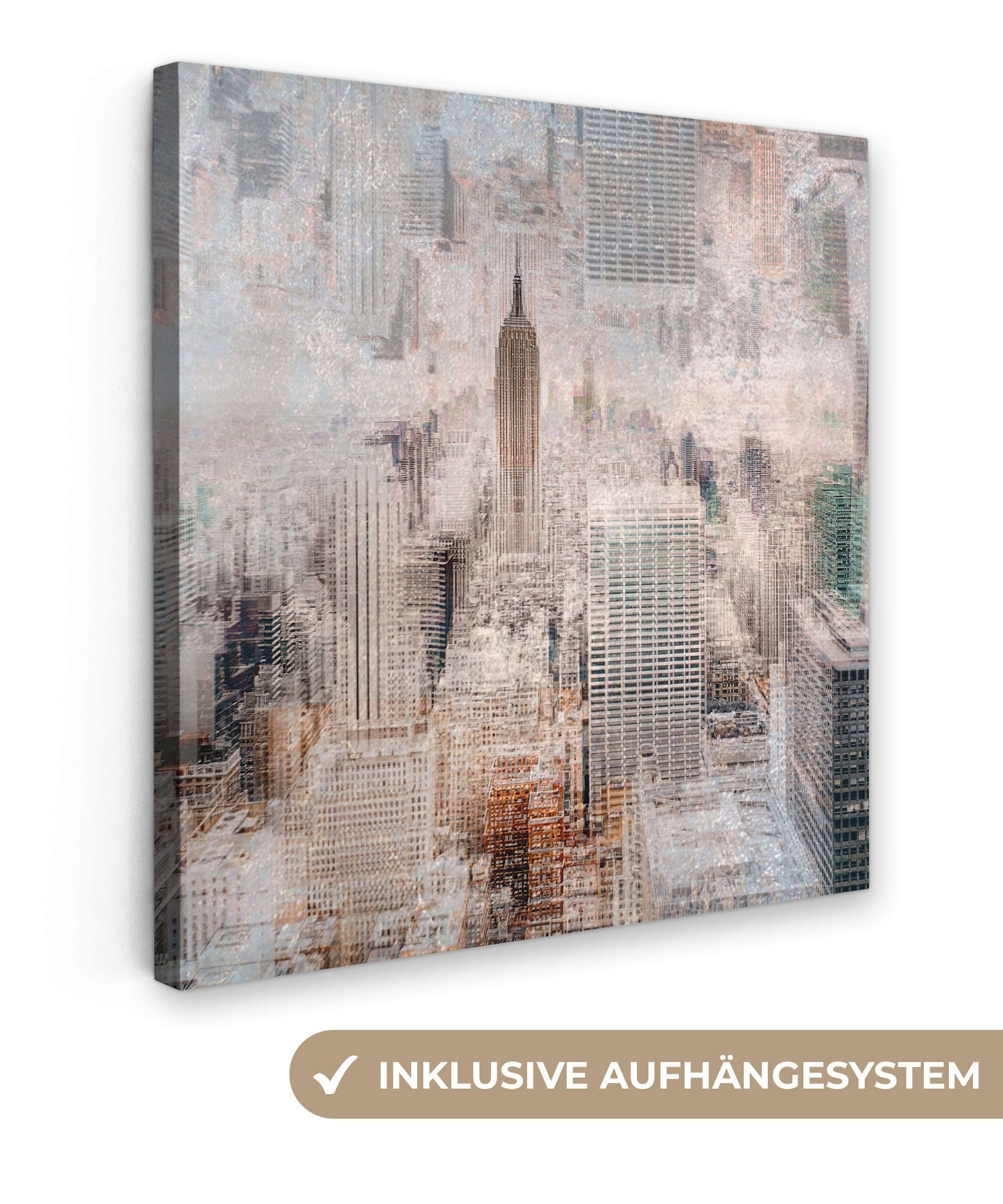 OneMillionCanvasses® Leinwandbild New York - Stadt - Skyline - Bauwerke - Kunst, Fotodruck (1 St), Wandbild, Deko Schlafzimmer Wohnzimmer Flur 20x20 cm