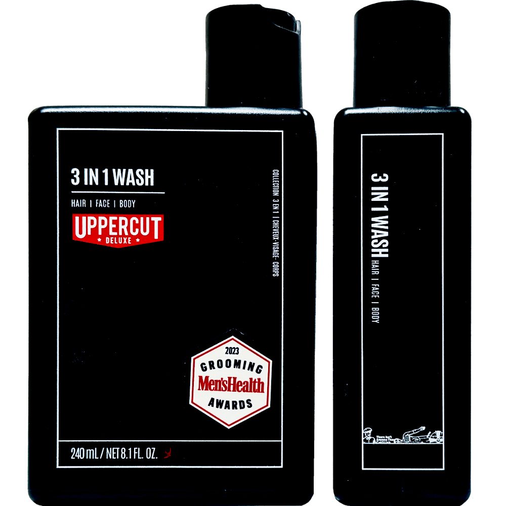 Uppercut Deluxe Haarshampoo Uppercut Deluxe 3in1 Shampoo, Conditioner & Gel 240ml, 1-tlg., 3-in-1-Formel, mit Kokosöl, Bay-Rum-Duft