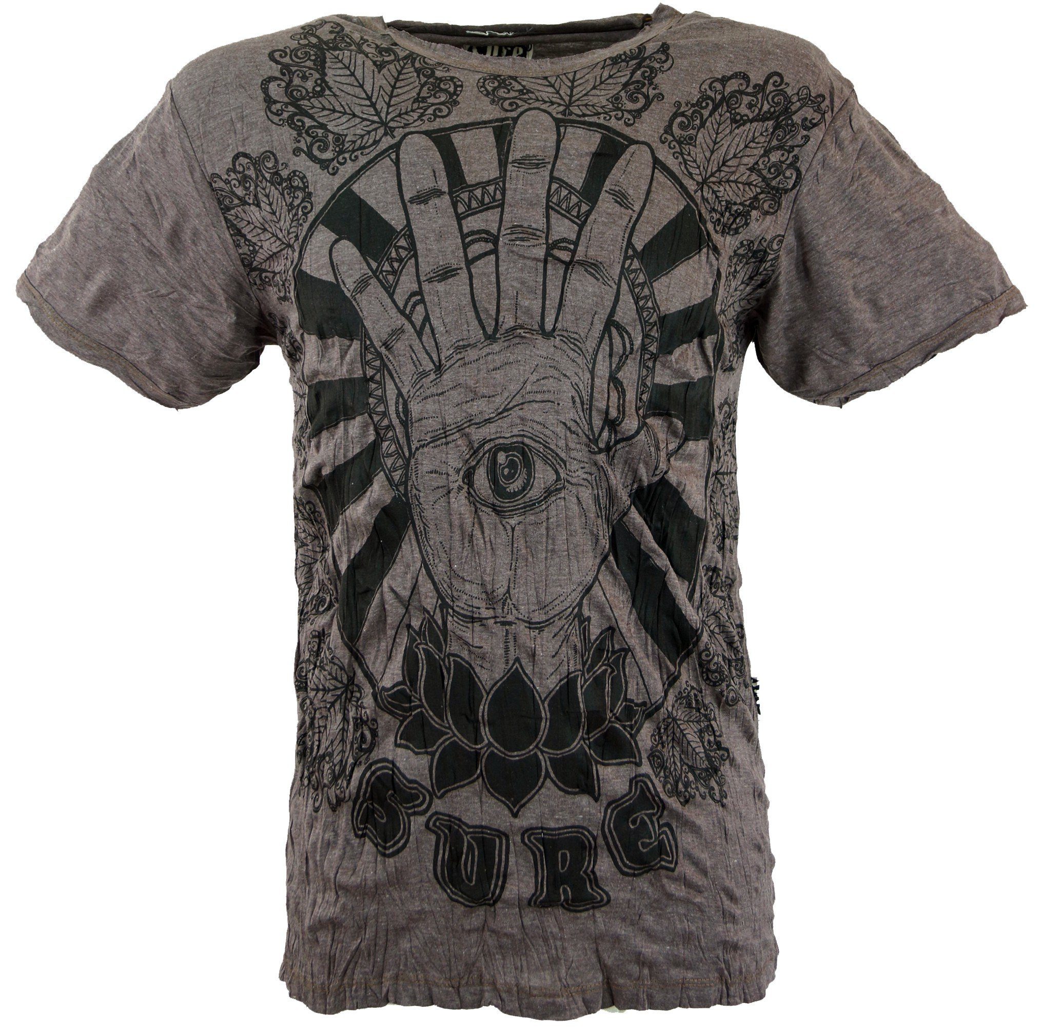 Guru-Shop T-Shirt Sure T-Shirt Magic Eye - taupe Goa Style, Festival, alternative Bekleidung