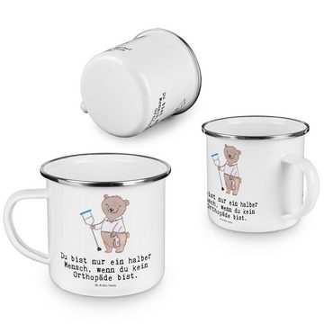 Mr. & Mrs. Panda Becher Orthopäde Herz - Weiß - Geschenk, Kaffee Blechtasse, Blechtasse Outdo, Emaille, Hochkratzfest