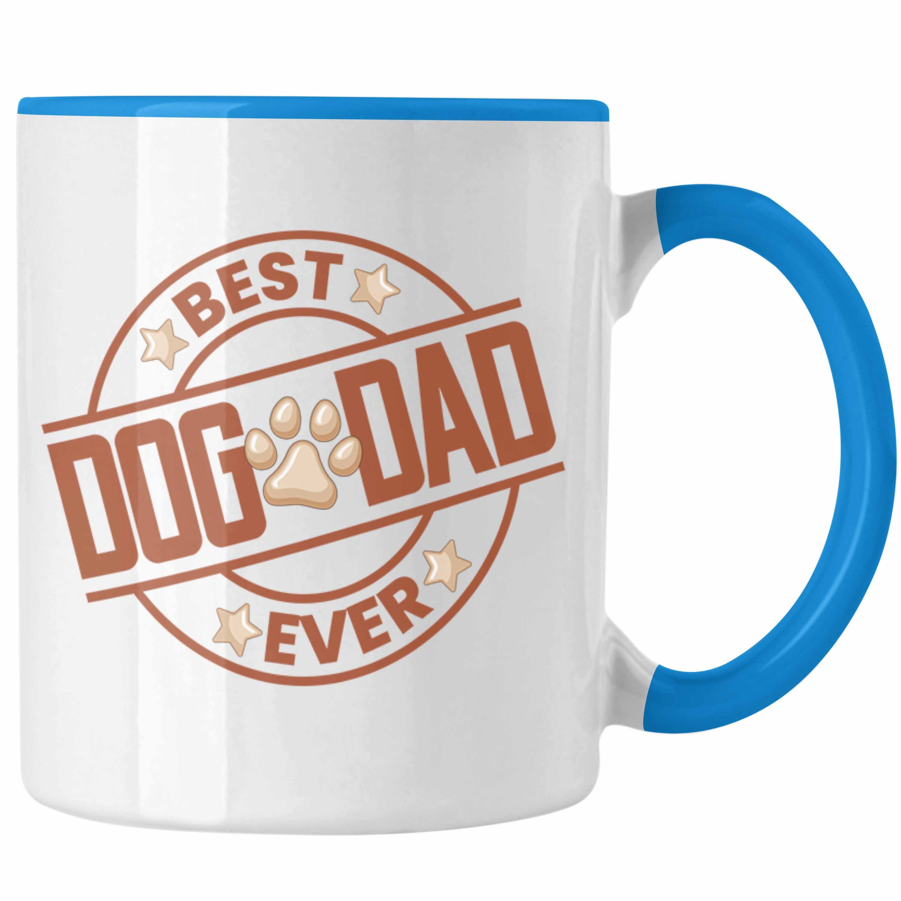 Trendation Tasse Trendation - Bester Hundepapa Ever Tasse Hunde Papa Dog Dad Geschenk Geschenkidee Blau