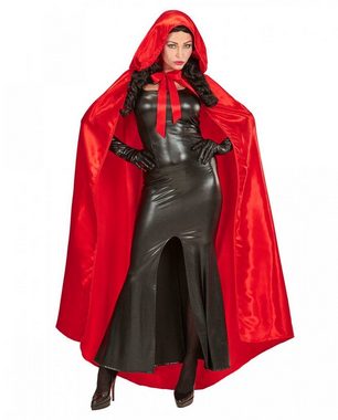 Horror-Shop Vampir-Kostüm Roter Umhang mit Kapuze, Satin, Länge ca. 145 cm