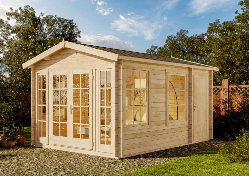 Alpholz Gartenhaus Holz Kim, BxT: 340x460 cm, in Naturbelassen mit 40mm Wan günstig online kaufen