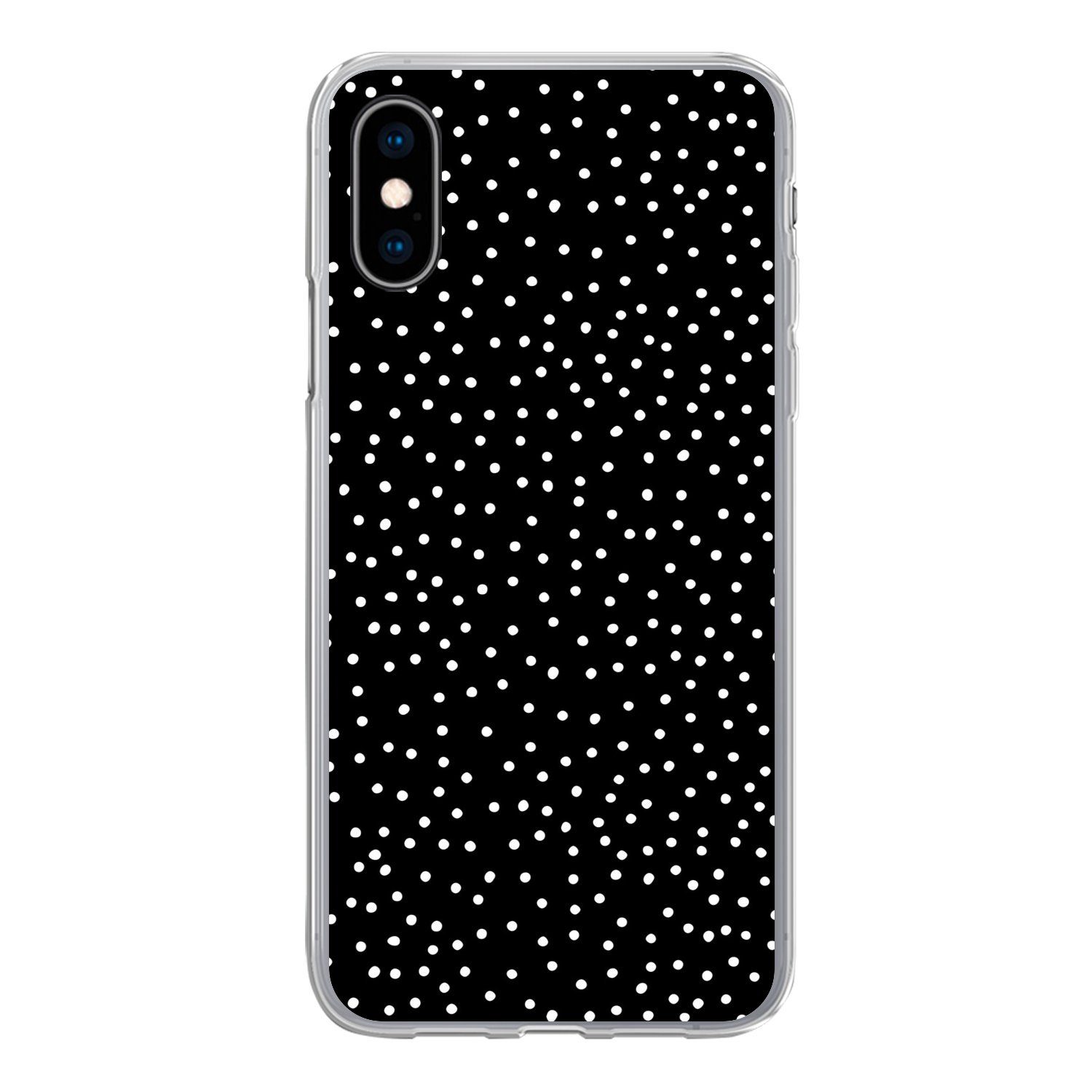MuchoWow Handyhülle für Apple iPhone X Polka dots - Schwarz - Weiß, Smartphone-Bumper, Print, Handy Schutzhülle Dünn