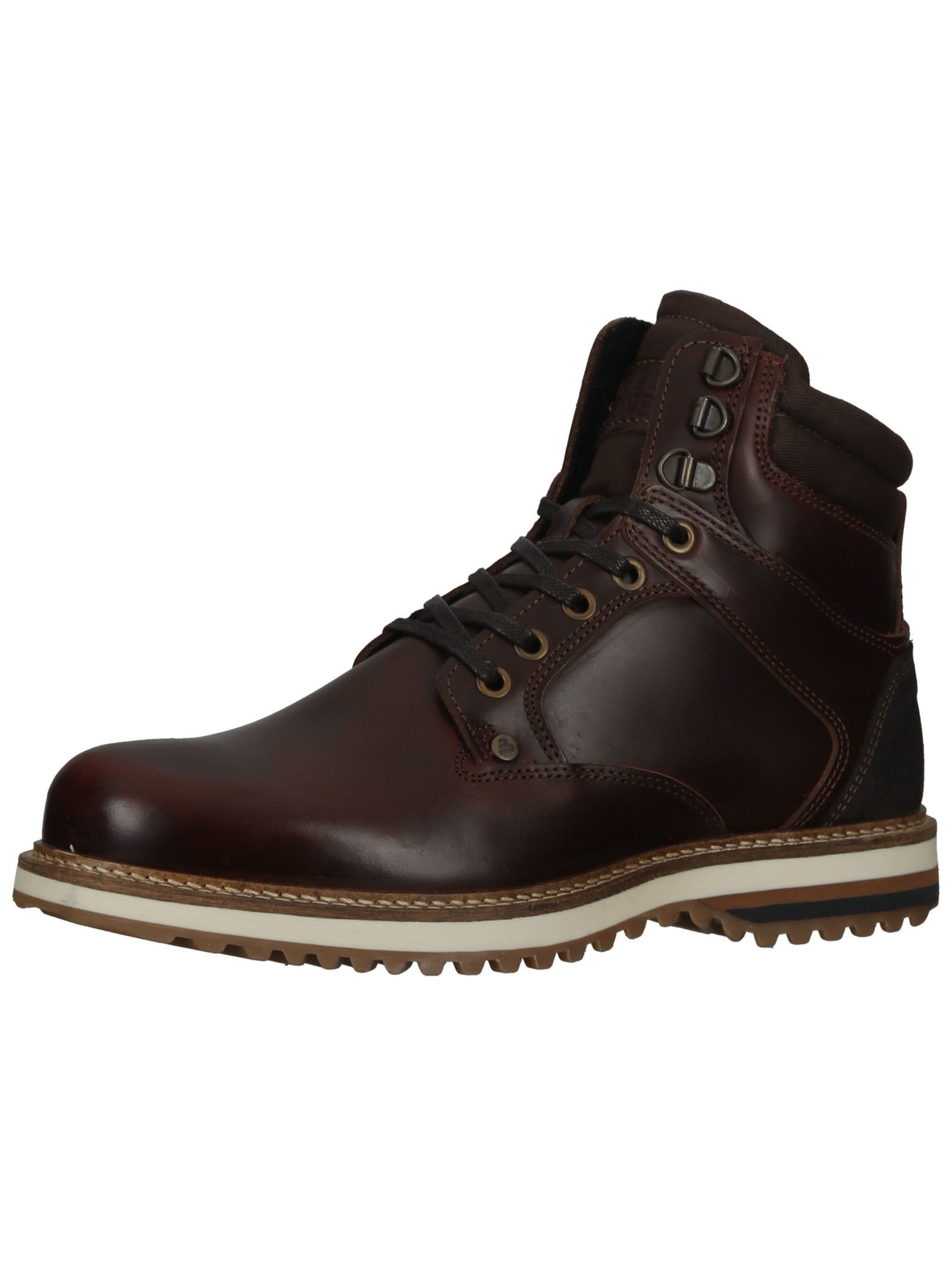 Stiefelette Leder/Textil . Schnürstiefelette