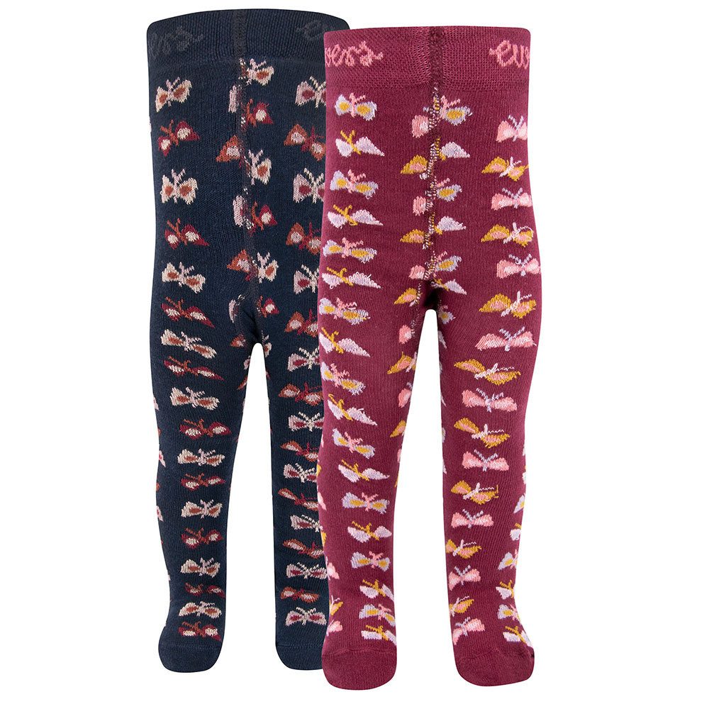 Ewers Strumpfhose Strumpfhose 2er Pack Schmetterlinge (2 St. 2er-Set) 80% Baumwolle, 18% Polyamid, 2% Elasthan