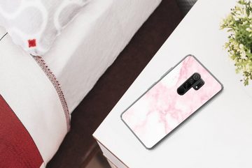 MuchoWow Handyhülle Marmor - Weiß - Rosa - Chic - Marmoroptik, Phone Case, Handyhülle Xiaomi Redmi 9, Silikon, Schutzhülle
