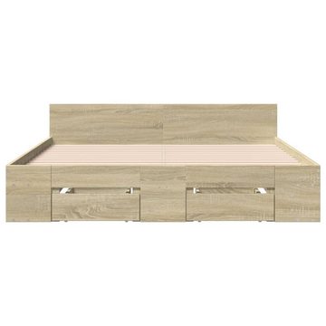 vidaXL Bett Bettgestell mit Schubladen Sonoma-Eiche 140x190cm Holzwerkstoff