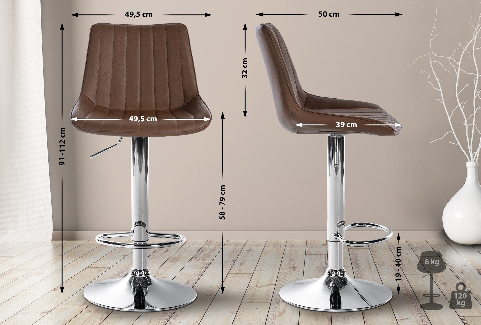 CLP Barhocker Toni Kunstleder (2er Set, günstig online kaufen