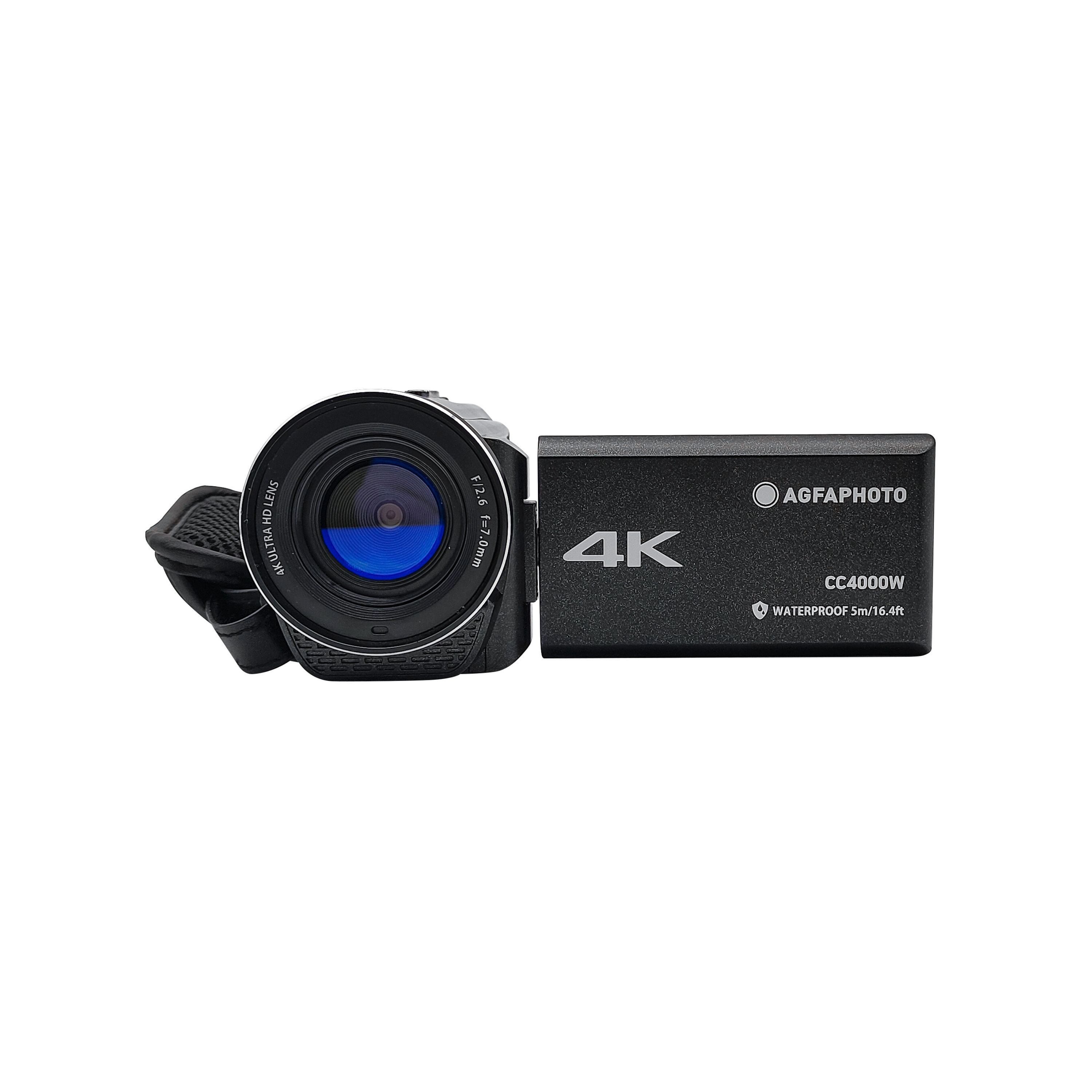 AgfaPhoto CC4000WBK Camcorder (4K-Video, 24?MP, 18x Zoom, wasserdicht, drehbares Display)