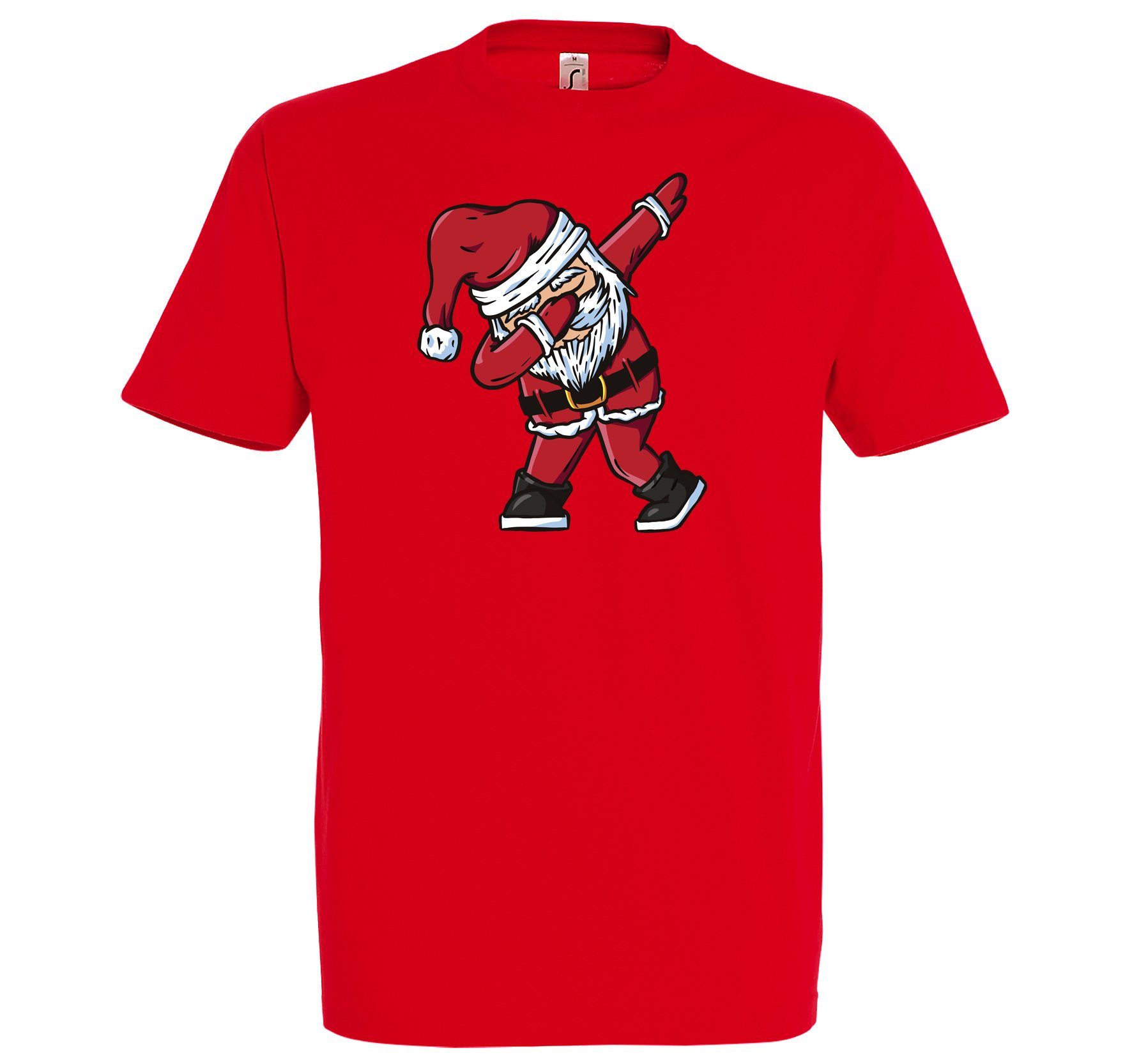 Youth Designz T-Shirt Dabbing Santa Herren Shirt mit modischem Frontprint Rot