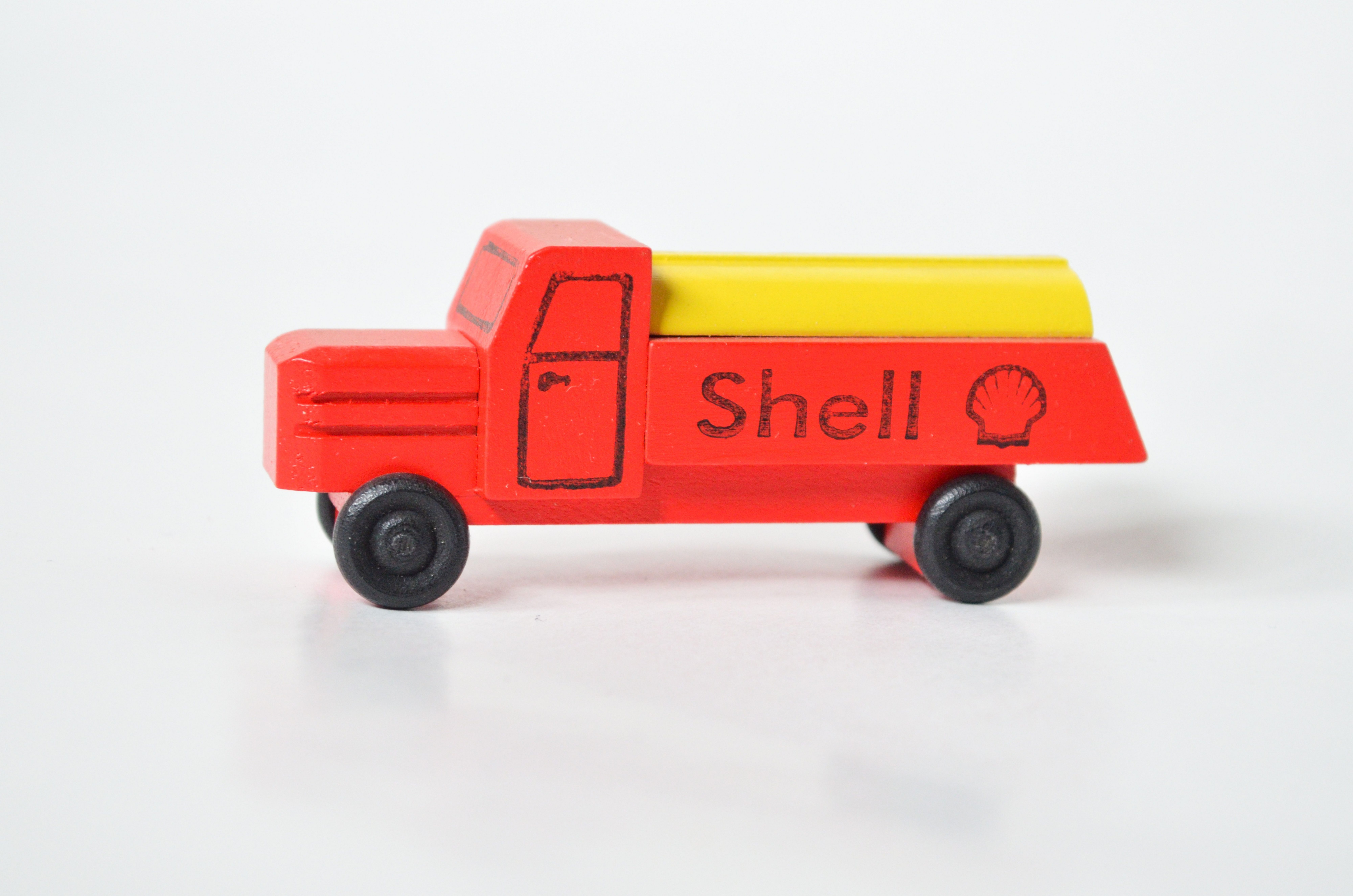 Spielzeug-Auto Holzspielzeug Lastenauto Tankauto HxBxT 3,5x7,5x3cm NEU, Shelllogo