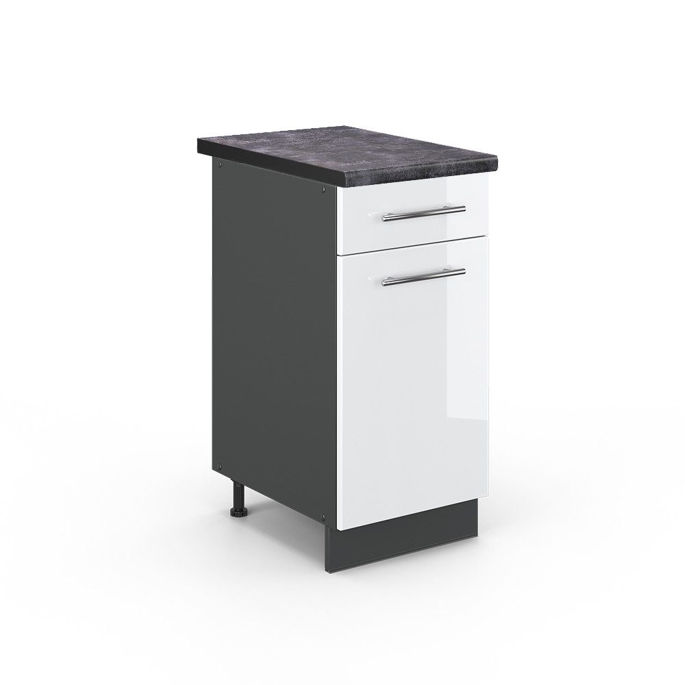 Vicco Unterschrank Fame-Line, Weiß Hochglanz/Anthrazit, 40 cm, AP Anthrazit (1-St)
