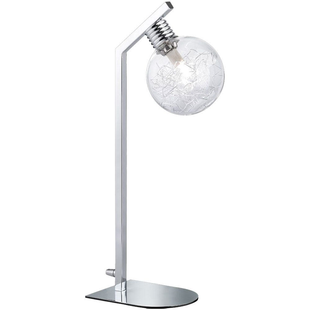 WOFI LED Tischleuchte, Leuchtmittel nicht inklusive, Tisch Leuchte Glas Kugel Schalter Beleuchtung transparent WOFI FERO