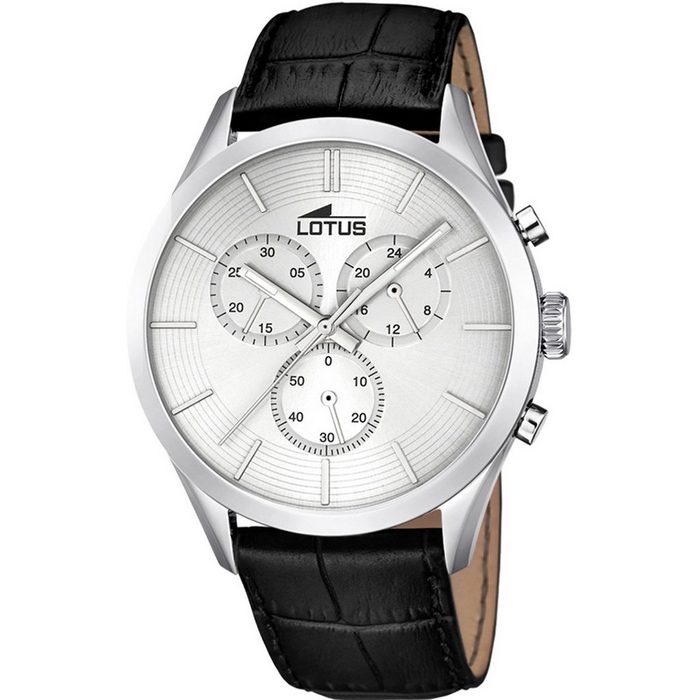 Lotus Chronograph Lotus Herren Uhr Elegant L18119/1 Leder (Armbanduhr) Herren Armbanduhr rund groß (ca. 43 2mm) Lederarmband schwarz