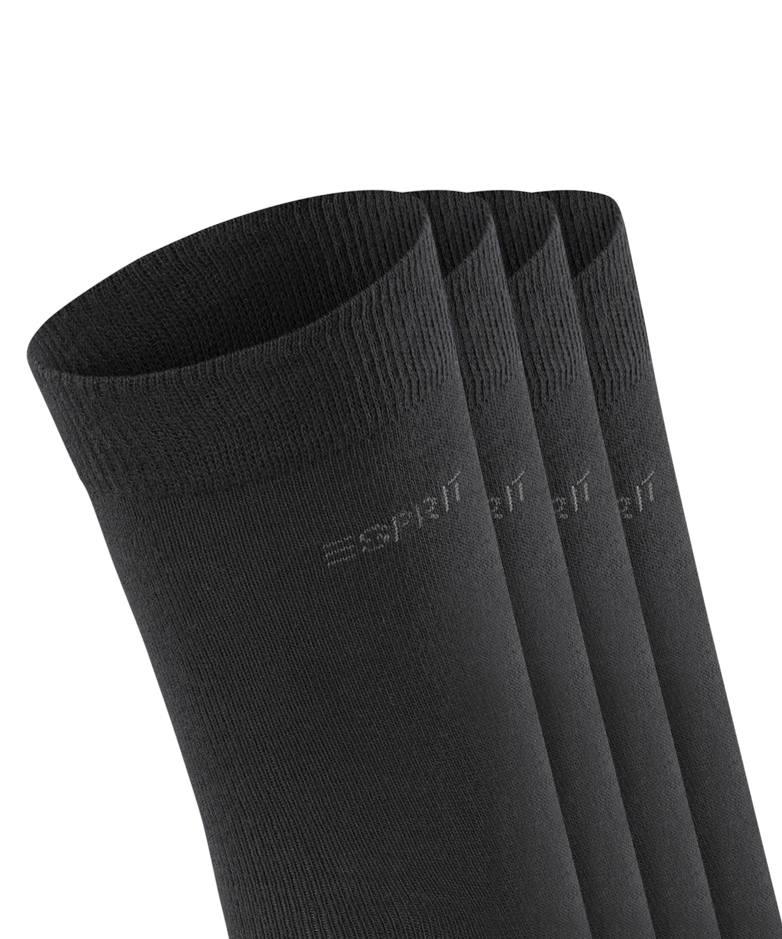 Esprit Socken Solid (4 Paar) Einheitsgröße 36-41, geripptes Bündchen, unifarben, Basic Vorteilspack