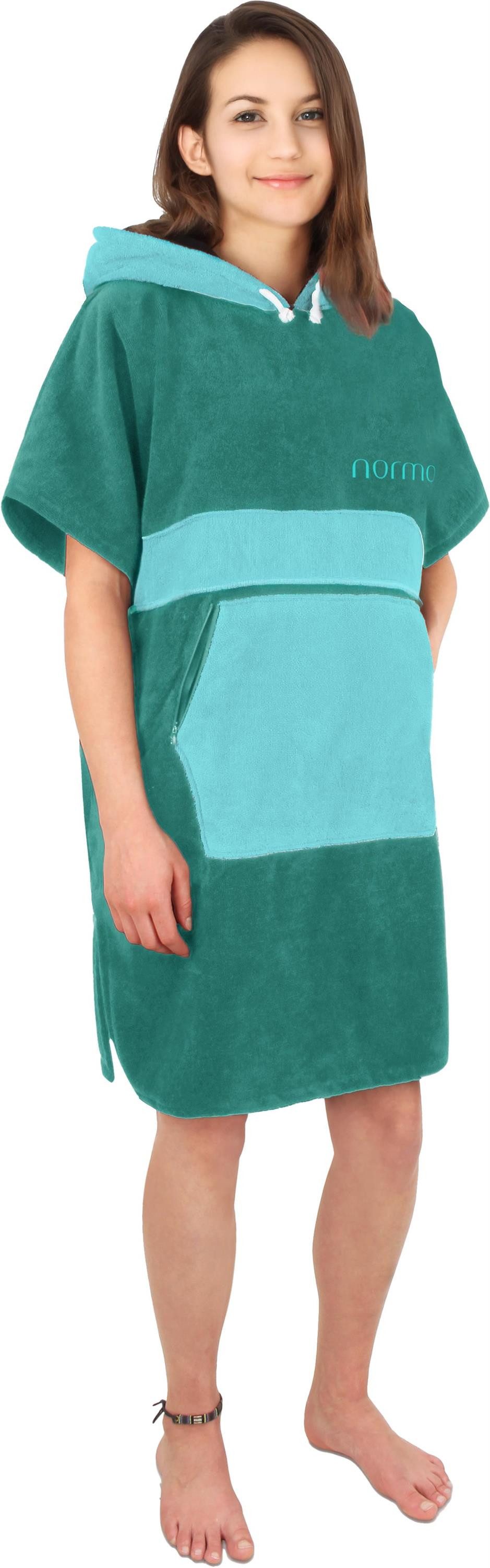 normani Badeponcho Bademantel Surfer Poncho, Midilänge, Baumwolle, Kapuze, Schlupf, Badeponcho aus 100 % saugstarker Baumwolle