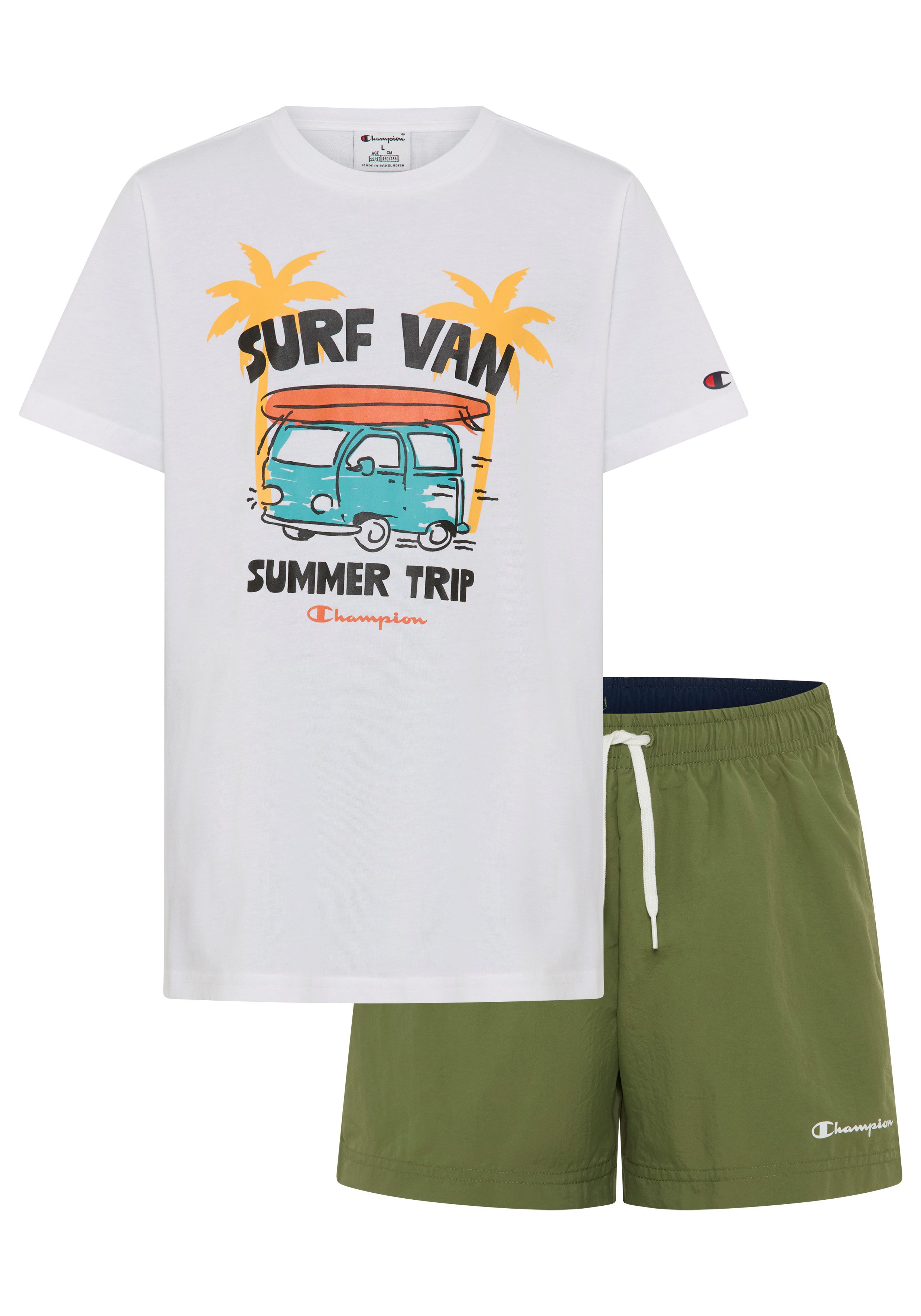 Champion T-Shirt & Shorts Kids' Beach Set (2-tlg) für Kinder und Jugendliche geeignet, aus Baumwolle