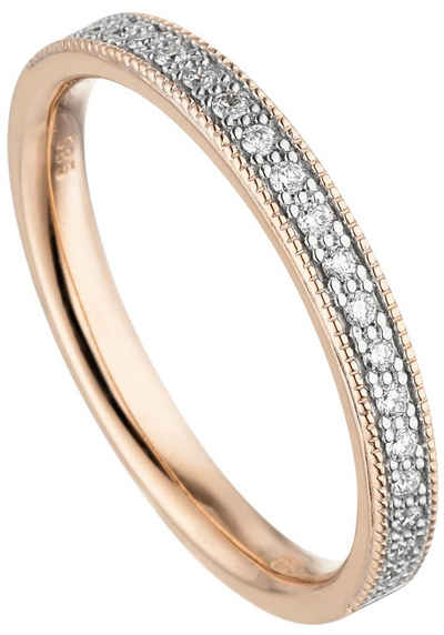 JOBO Fingerring Ring mit 19 Diamanten, 585 Roségold