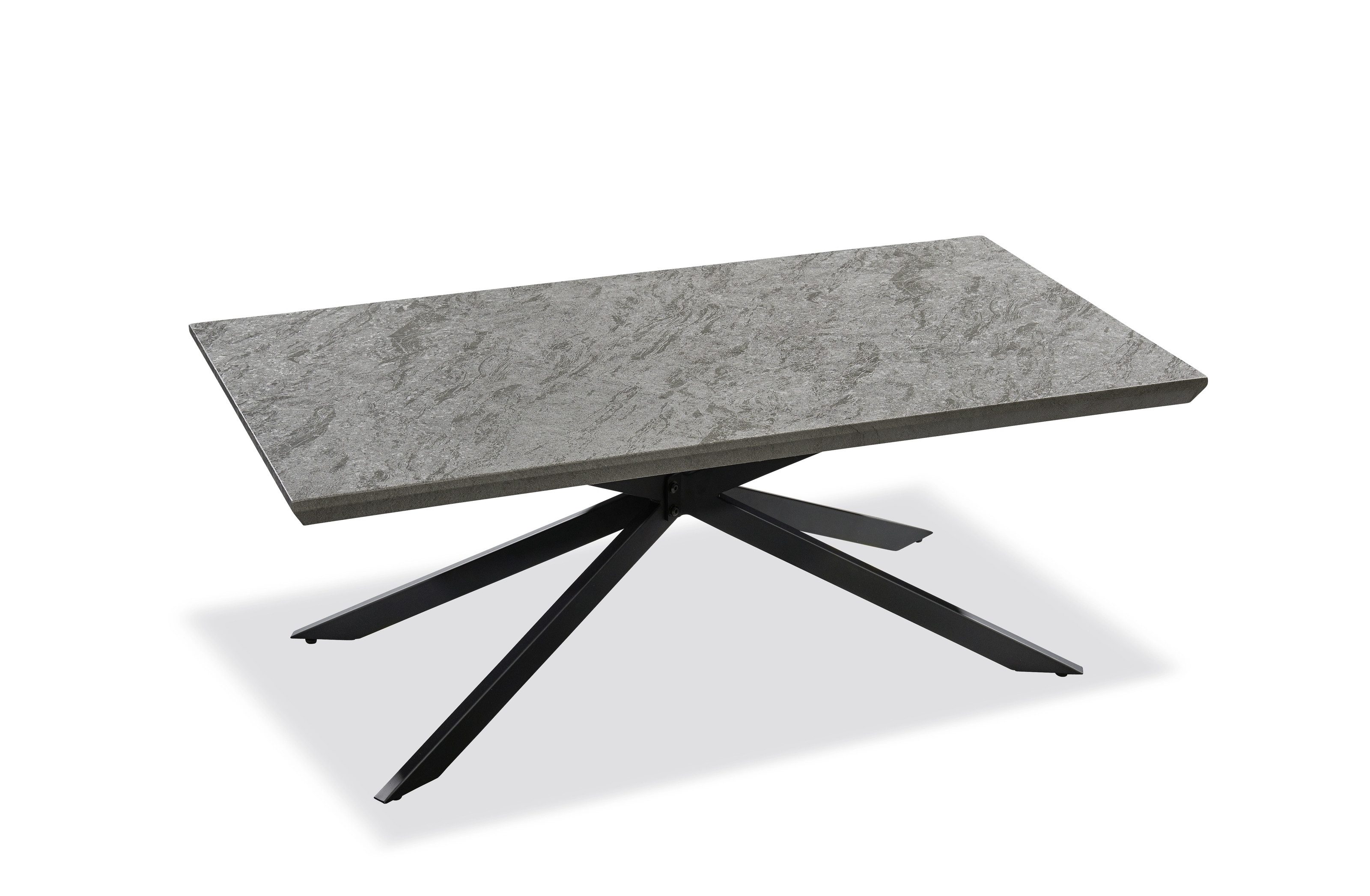 PREISBRECHER Couchtisch Irina, in Beton, schwarz, MDF, Metall - 110x42x60cm (BxHxT)