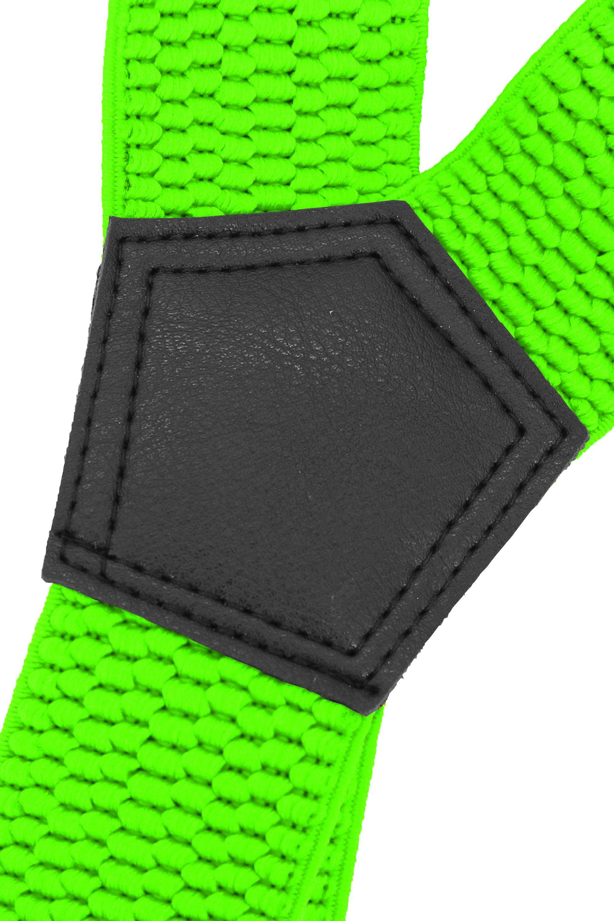 Fabio Farini Hosenträger 4cm Breites X-Design verstellbar mit extra starken Clipverschluss, Neongrün