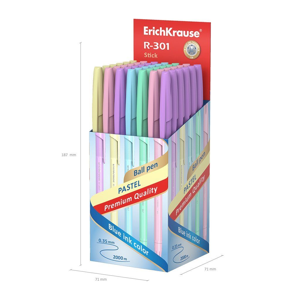 Kugelschreiber, R-301 Kunststoff Stick Tinte Pack Erich 0.7 Kugelschreiber Blau Pastell 50er Krause