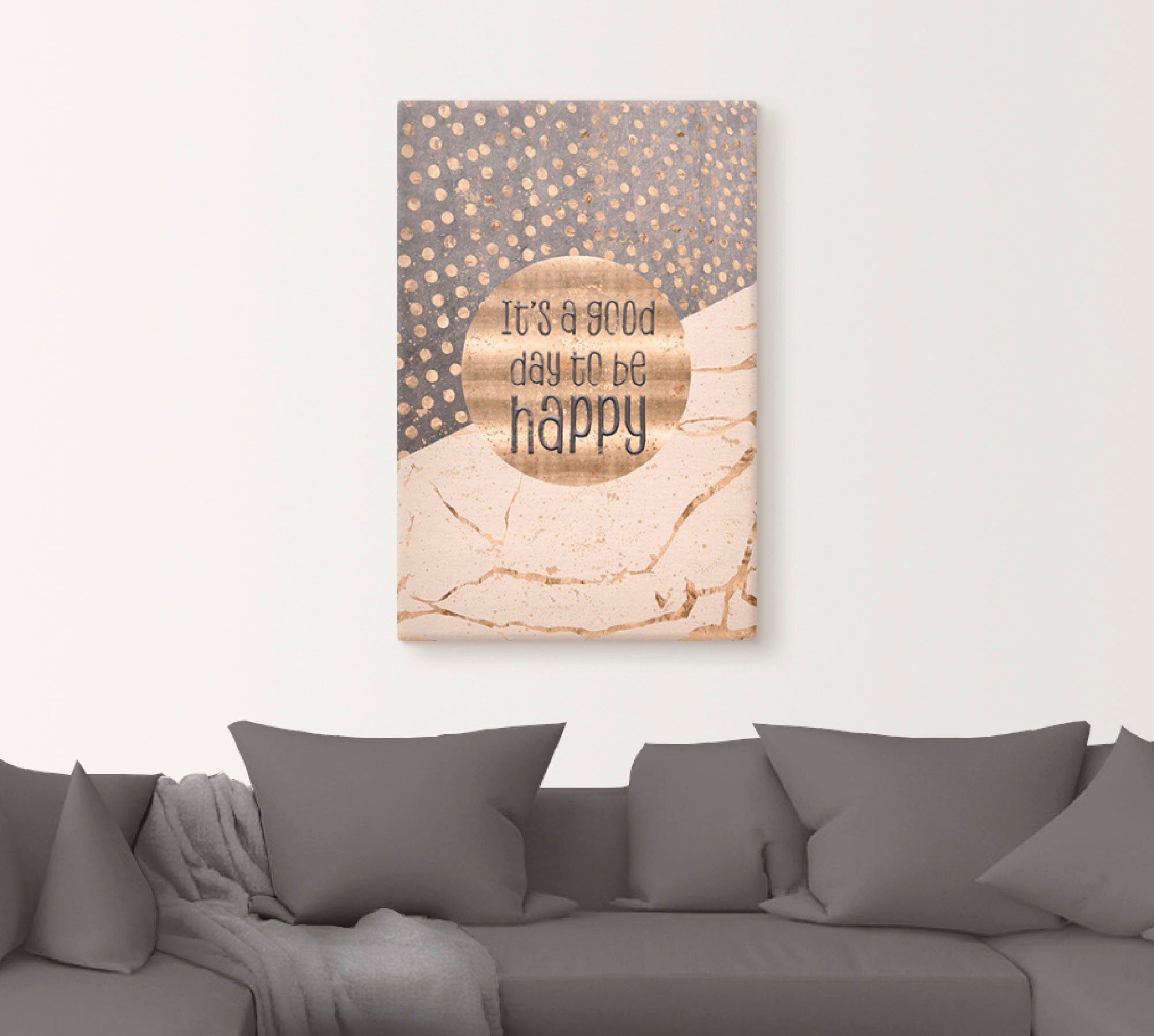 Artland Wandbild Ein guter Tag um glücklich zu sein, Sprüche & Texte (1 St), als Alubild, Leinwandbild, Poster in verschied. Größen