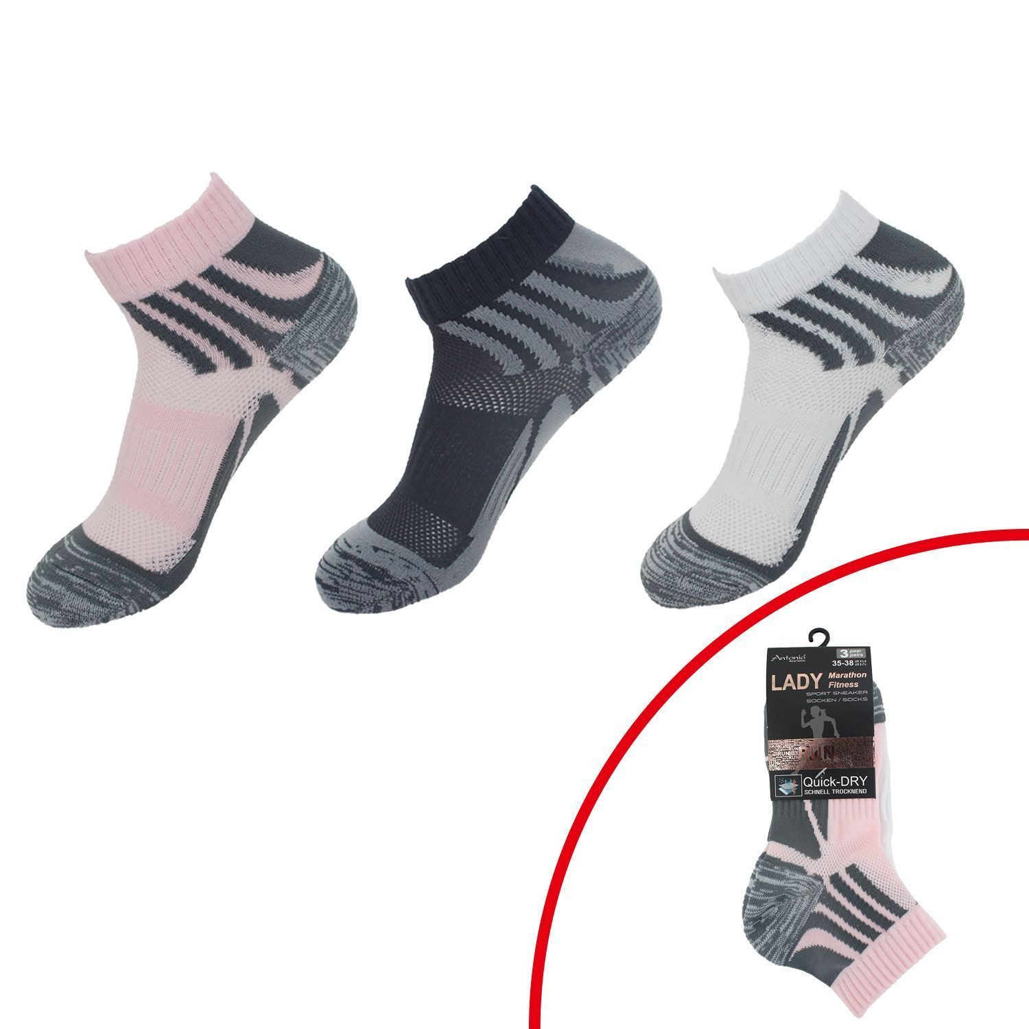VewoTex Sportsocken 3er Pack Damen Fitness Socken » 3 Paar Sportsocken & St günstig online kaufen