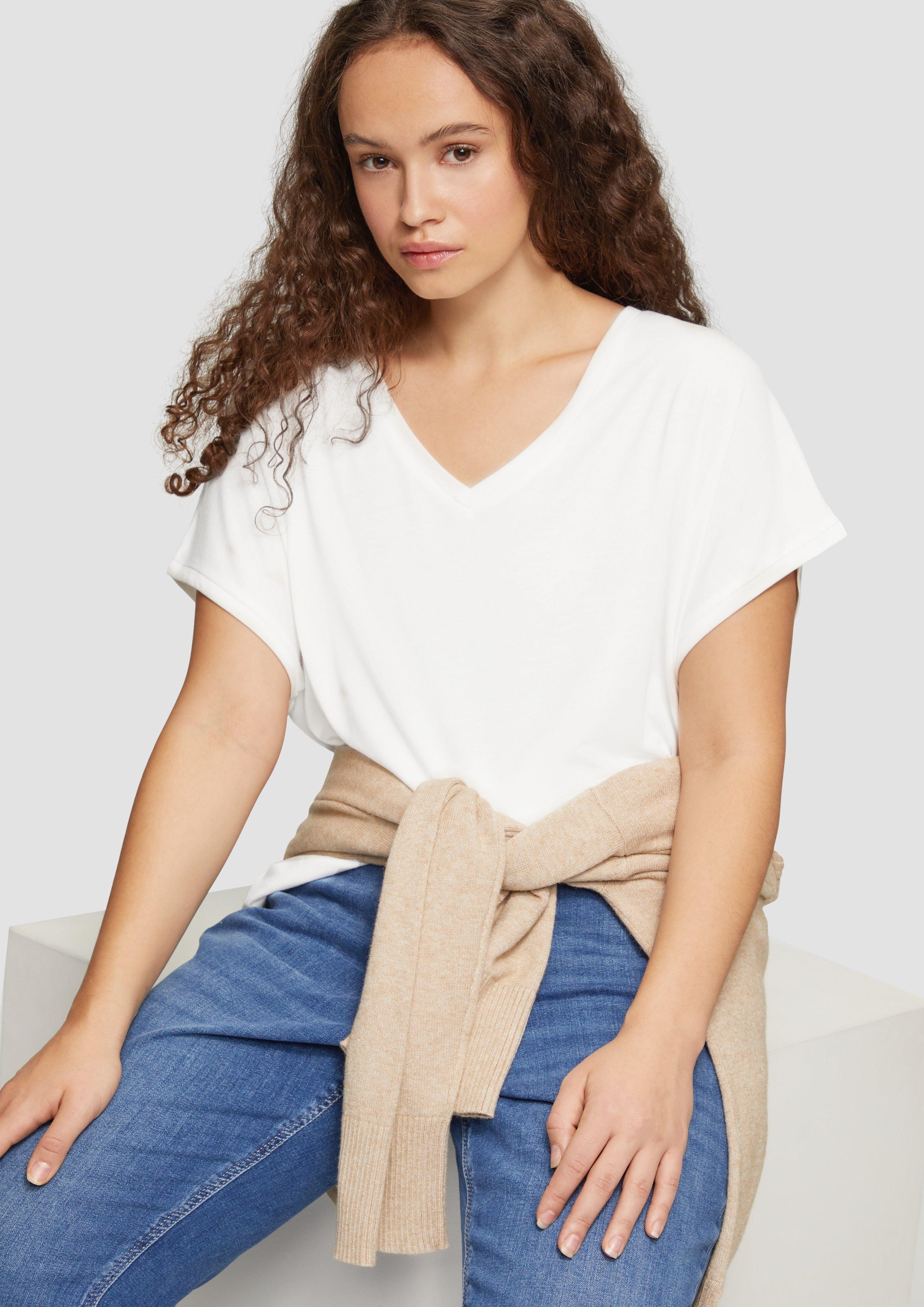 QS Kurzarmshirt Longshirt aus Modalmix günstig online kaufen