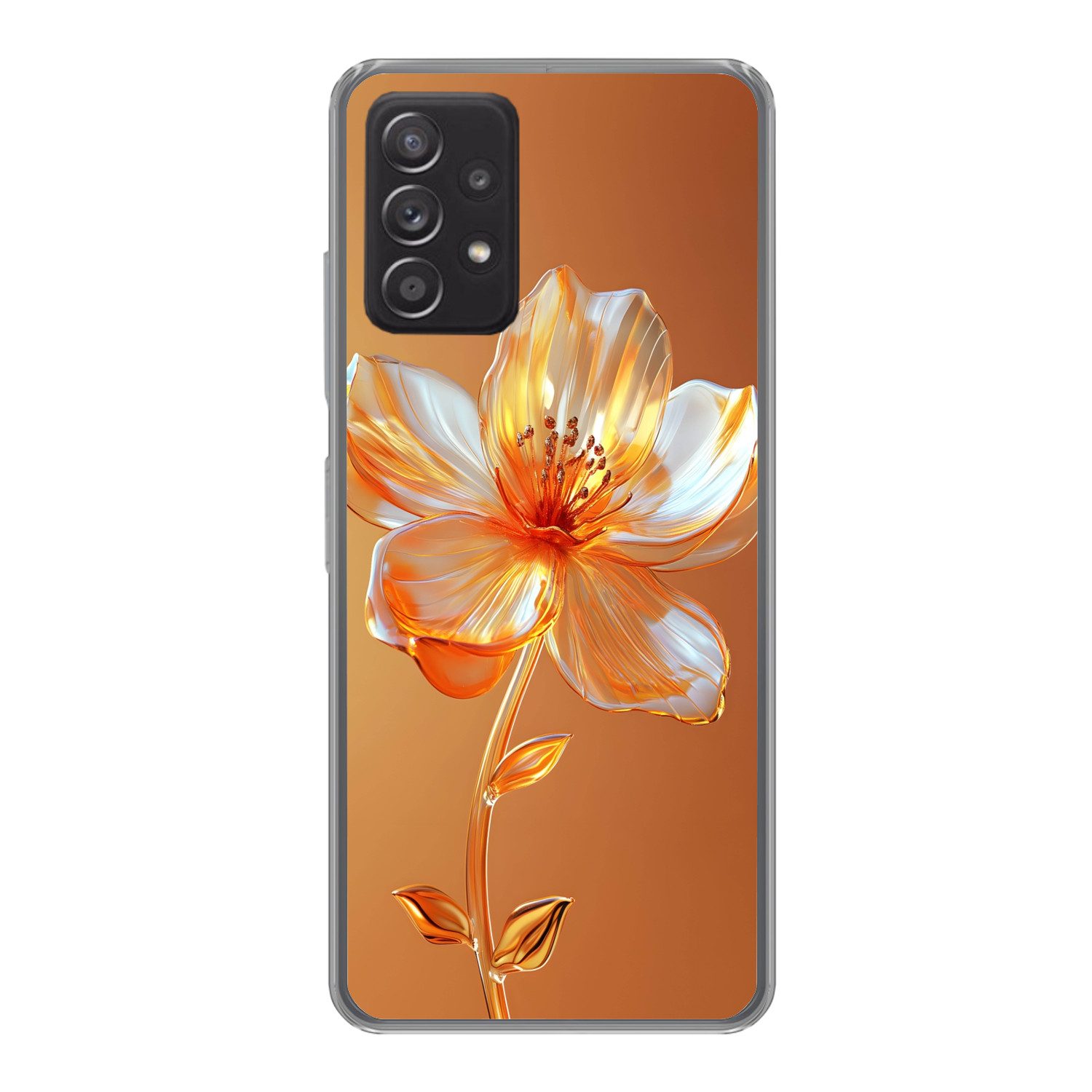 MuchoWow Handyhülle für Samsung Galaxy A53 5G Gläser - Blume - Orange, Phone Case, Silikon, Schutzhülle Dünn