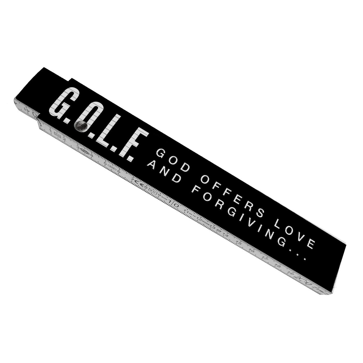 speecheese Zollstock Golf. God offers love and forgiving Meterstab aus Holz