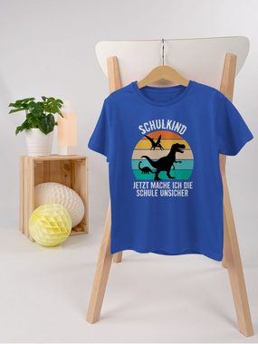 Shirtracer T-Shirt Schulkind Dinosaurier Retro Einschulung Junge Schulanfang Geschenke