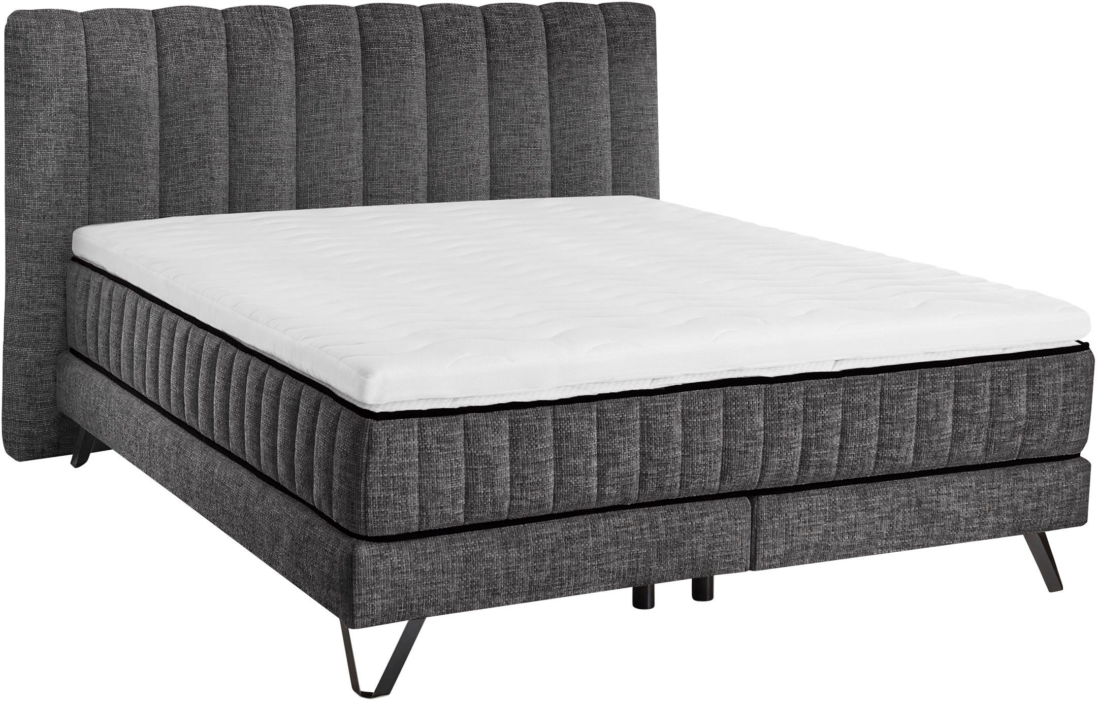 set one by Musterring Boxspringbett Baldwin, Liegefläche 180 x 200 cm, Duo-Matratze, Kopfteil mit Steifensteppung