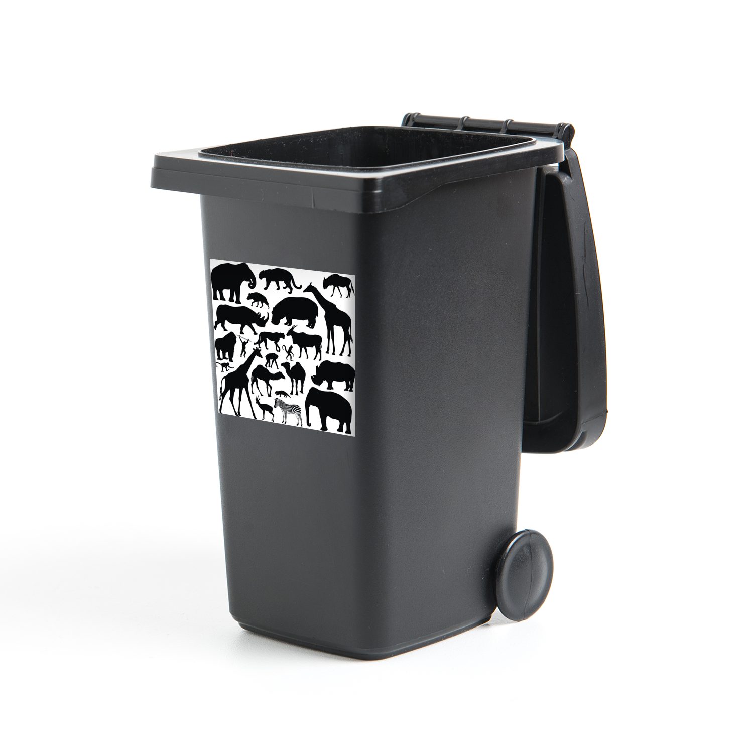 MuchoWow Wandsticker Eine Silhouettenillustration der Big Five und anderer Tiere (1 St), Mülleimer-aufkleber, Mülltonne, Sticker, Container, Abfalbehälter