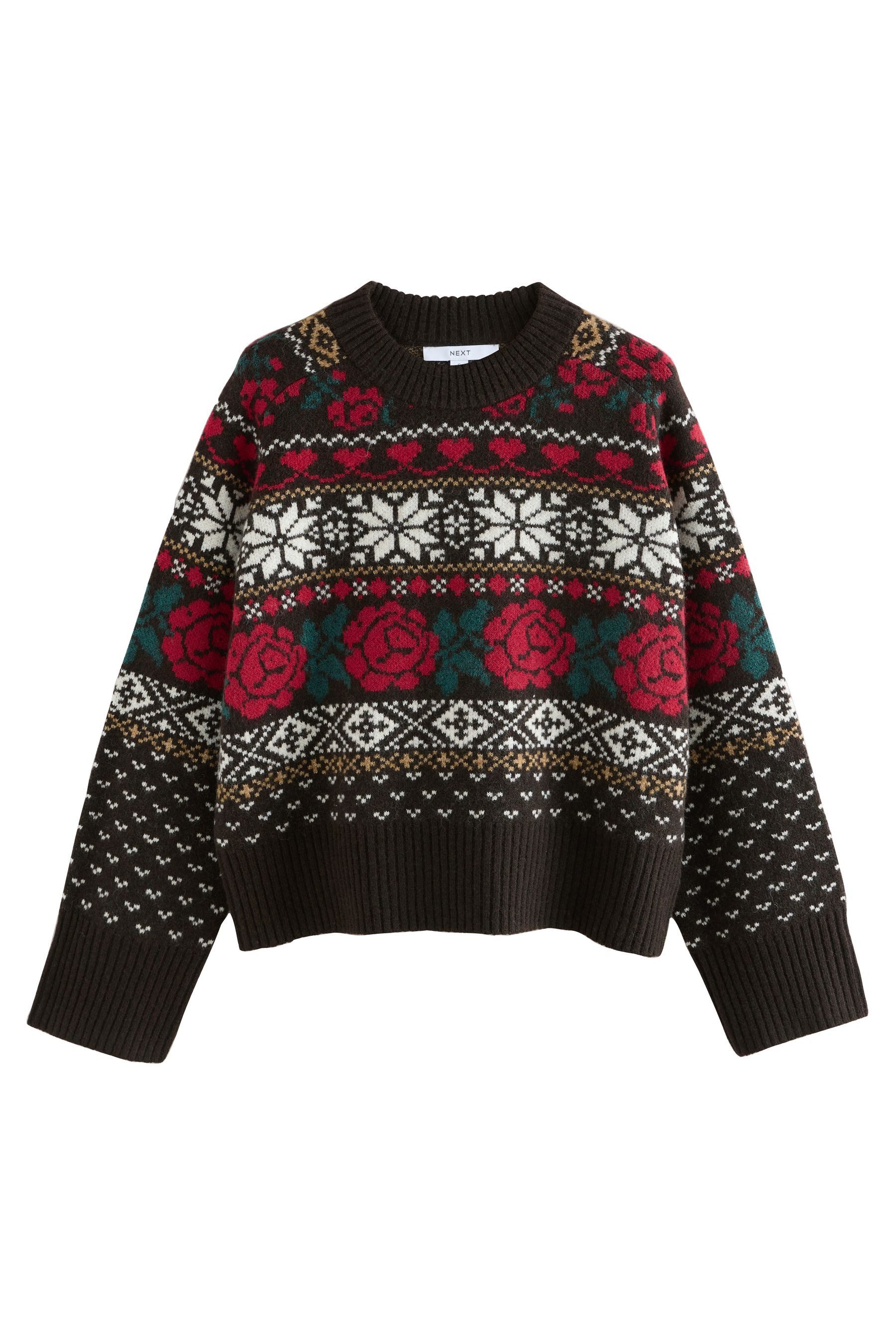 Next Rundhalspullover Gemusterter Strickpullover mit Rundhalsausschnitt günstig online kaufen
