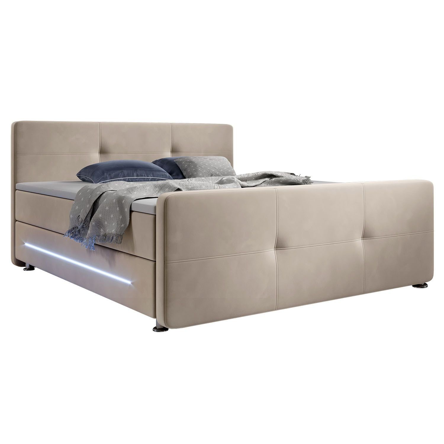 Juskys Boxspringbett Houston, 140x200 cm, Bonell-Federkernmatratzen, günstig online kaufen