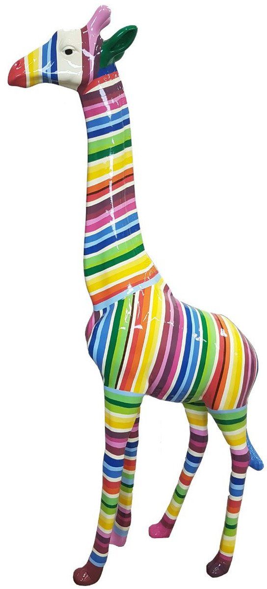 Giraffe Designer Mehrfarbig Padrino Riesige - cm Deko Streifen H. Skulptur mit Casa 205 Gartenfigur - Skulptur Gartendeko Dekofigur -