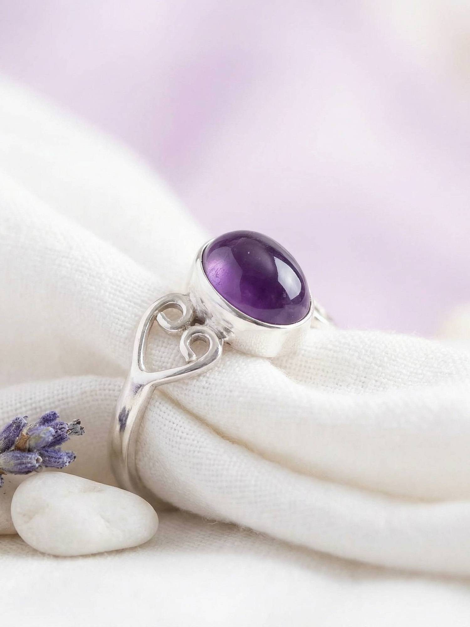 mantraroma Silberring ORITI aus 925 Silber mit Amethyst (Ring mit Schmuckbe günstig online kaufen