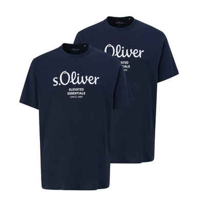 s.Oliver T-Shirt (2-tlg) mit Rundhals-Ausschnitt, kurzarm, Logo-Aufdruck im 2er Pack