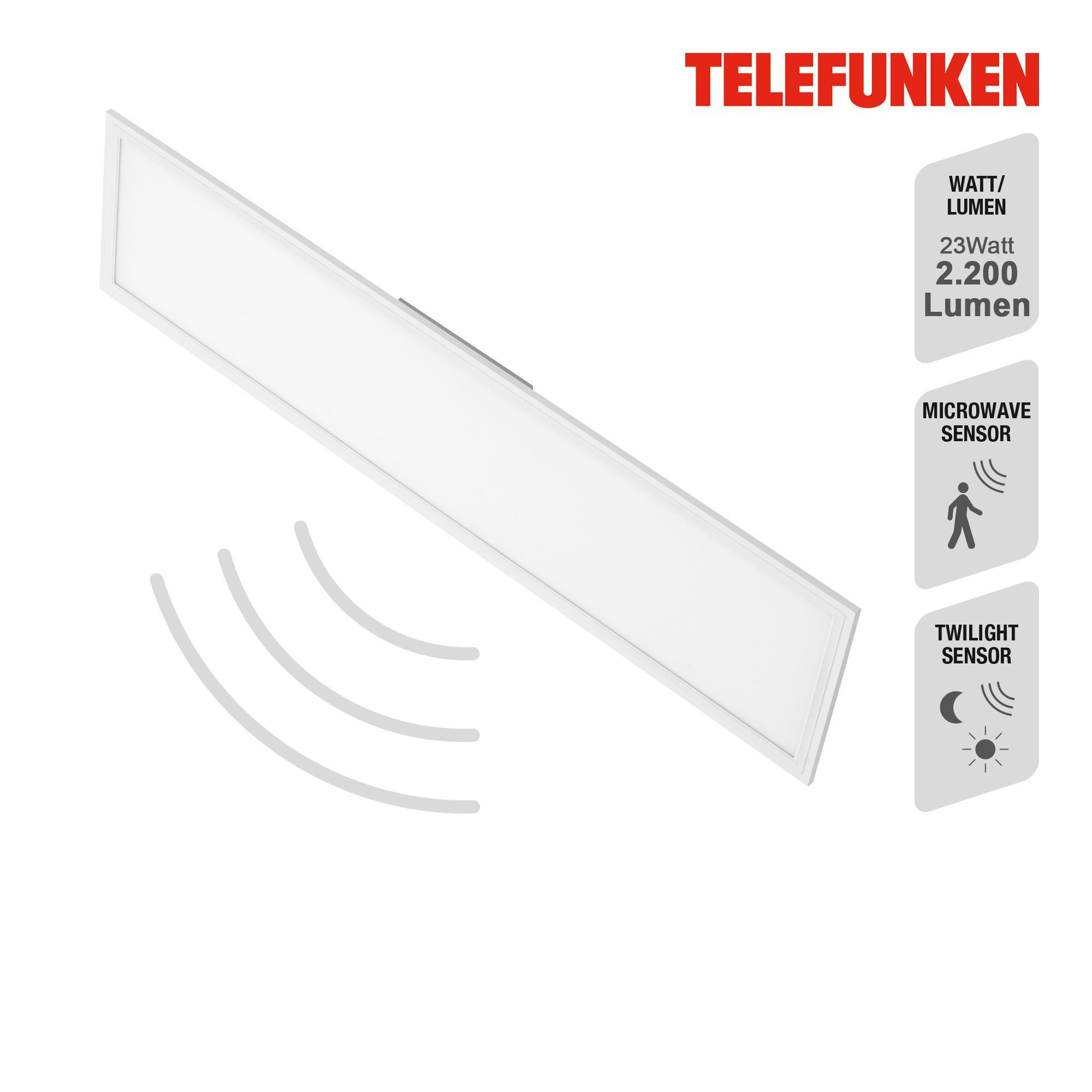 einstellbar Deckenleuchte, fest Neutralweiß, einstellbar, Panel Dämmerungssensor, mit Telefunken Radius 308906TF, einstellbar, Bewegungsmelder, LED Leuchtdauer Deckenlampe, Bewegungssensor, Empfindlichkeit Sensor mit LED integriert, 4000K, mit von