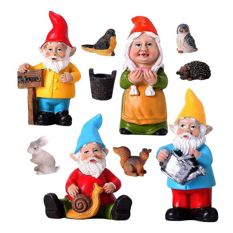 Housruse Dekofigur »Miniatur-Gnome Gartenfiguren Fairy Garden Kit Zubehör Terrarium Dekor Indoor Outdoor (10er Set)«