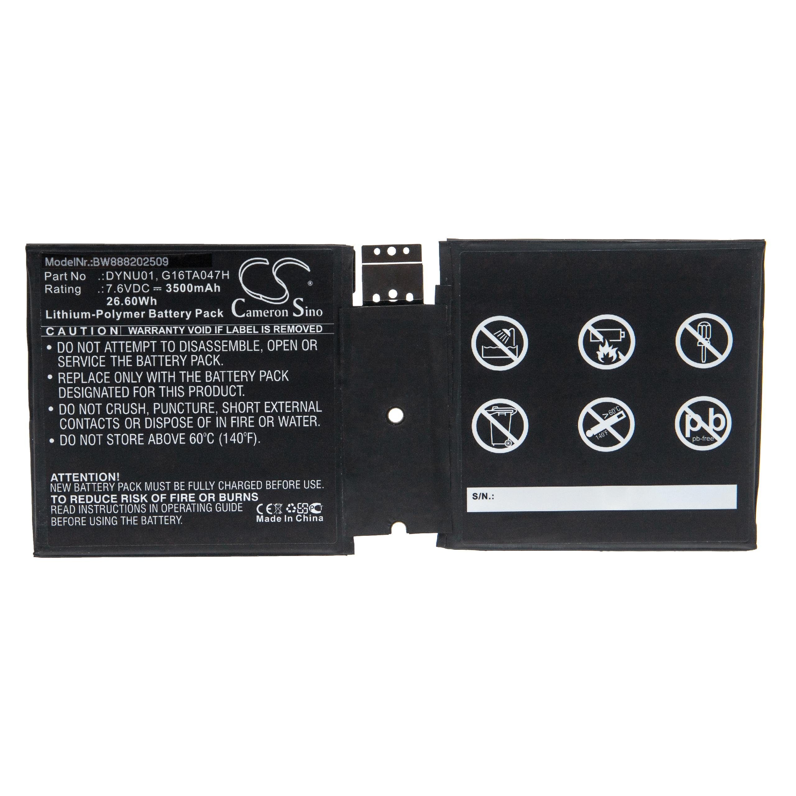 vhbw Akku passend für Microsoft Surface 1927, Go 2 Tablet / Notebook, Tablet-Akku Akku Li-Polymer 3500 mAh (7,6 V, 1 St), Leistungsfähiger Austausch-Akku für Ihren Tablet-Computer